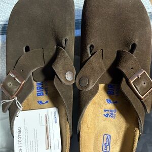 Birkenstock Dark Brown Suede Slip-Ons